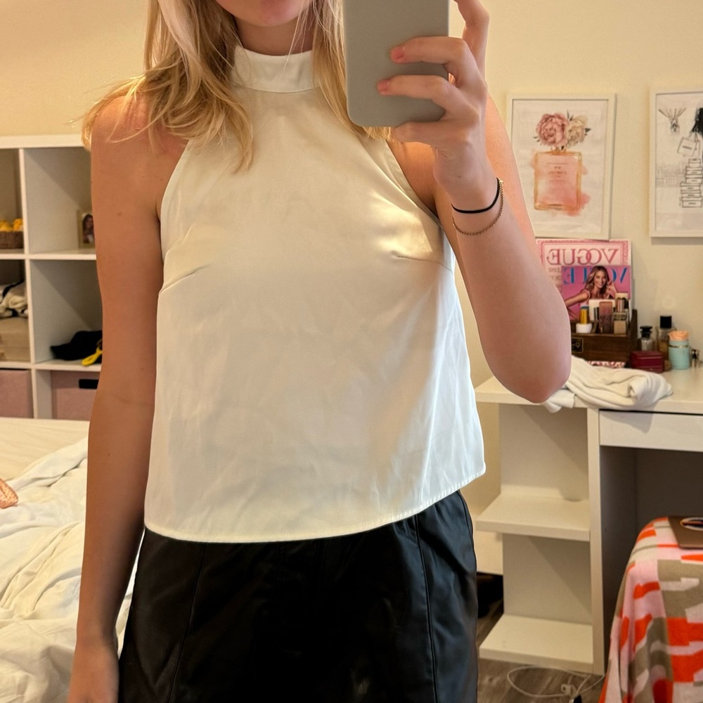 Satin blouse high neck